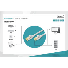 DIGITUS Câble LAN Cat 6A - 15m - RJ45 Câble réseau - S/FTP Blindé - Compatible Cat-6 & Cat-7 - Gris
