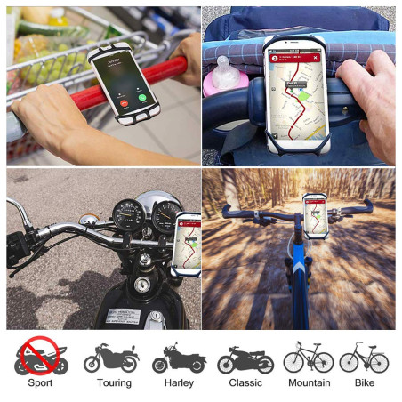 ISIYINER Support Téléphone Vélo Universel Silicone Porte-Téléphone de Vélo pour iPhone Samsung Huawei et 4.5-7.0 Pouces Smartpho