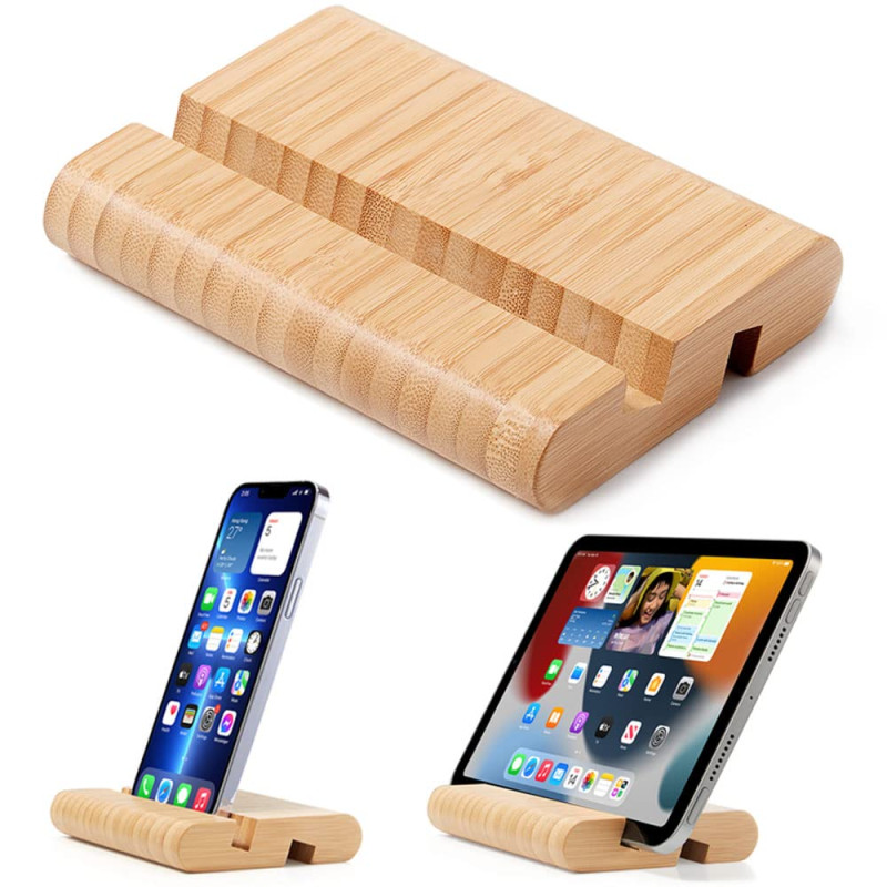 FadyDail Support Tablette Bureau en Bambou, Portable Porte Telephone en Bois Tablet Stand pour Tablette, iPhone, iPad Bureau et FadyDail Support Tablette Bureau en Bambou, Portable Porte Telephone en Bois Tablet Stand pour Tablette, iPhone, iPad Bureau et