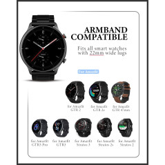 YABZOZ Bracelet Compatible avec Amazfit GTR 2 / GTR 2e / Stratos 3 / GTR 47mm / GTR 3 / GTR3 Pro Metall 22mm Bracelet (N)