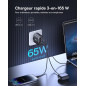 Baseus Chargeur USB C, 65 W, Bloc d'alimentation 3 Ports PD, avec PPS, Chargeur Rapide GaN Compatible avec MacBook Pro/Air, iPho