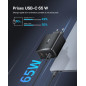 Baseus Chargeur USB C, 65 W, Bloc d'alimentation 3 Ports PD, avec PPS, Chargeur Rapide GaN Compatible avec MacBook Pro/Air, iPho
