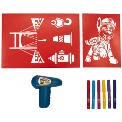 Paw Patrol - Spray Pen Set Battery - Kit de dibujo aerógrafo para niños - Kit de pintura con lápices de colores y modelos
