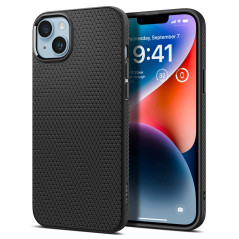 Spigen Coque pour iPhone 14, Liquid Air, [Surface Antidérapante] 6,1 Pouces - Noir Mat