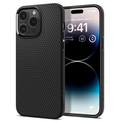 Spigen Coque pour iPhone 14 Pro, Liquid Air, [Surface Antidérapante] 6,1 Pouces - Noir Mat