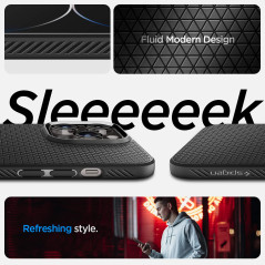 Spigen Coque pour iPhone 14 Pro, Liquid Air, [Surface Antidérapante] 6,1 Pouces - Noir Mat