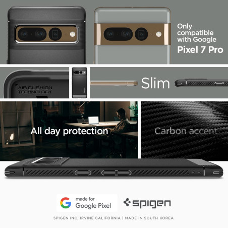 Spigen Rugged Armor Coque Compatible avec Pixel 7 Pro - Noir Mat
