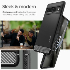 Spigen Rugged Armor Coque Compatible avec Pixel 7 Pro - Noir Mat