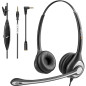 Wantek Casque Téléphone Portable avec Micro Anti-Bruit, Oreillette Smartphone Filaire avec Jack 3,5 mm et 2,5 mm pour iPhone Gal