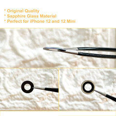 Cemobile Lentille de rechange en verre saphir arrière pour appareil photo compatible avec iPhone 12 et iPhone 12 Mini avec adhés