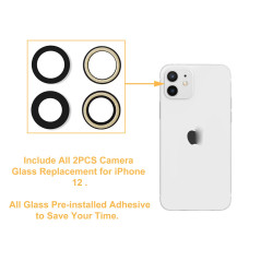 Cemobile Lentille de rechange en verre saphir arrière pour appareil photo compatible avec iPhone 12 et iPhone 12 Mini avec adhés
