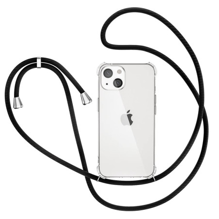XTCASE Collier pour iPhone 13 Coque, Etui de Téléphone avec Cordon - Tour de Cou Lanière en Corde - Transparente Silicone Housse