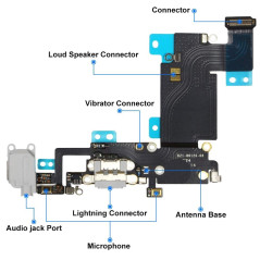 MMOBIEL Connecteur de Charge Compatible avec iPhone 6s Plus 2015 - Dock Connector - Câble Nappe de Rechange - avec Jack Audio/Mi