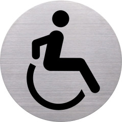 helit H6271200 Pictogramme en acier inoxydable pour fauteuil roulant Ø 115 mm autocollant avec tampon adhésif