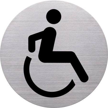 helit H6271200 Pictogramme en acier inoxydable pour fauteuil roulant Ø 115 mm autocollant avec tampon adhésif