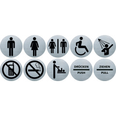 helit H6271200 Pictogramme en acier inoxydable pour fauteuil roulant Ø 115 mm autocollant avec tampon adhésif