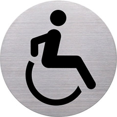 helit H6271200 Pictogramme en acier inoxydable pour fauteuil roulant Ø 115 mm autocollant avec tampon adhésif