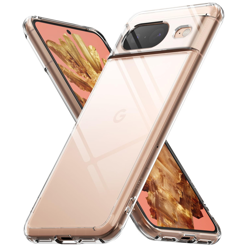 Ringke Coque Google Pixel 8 [Fusion] Transparente Solide Rigide Polycarbonate Back TPU Souple Bumper Étui Antichoc Protection po