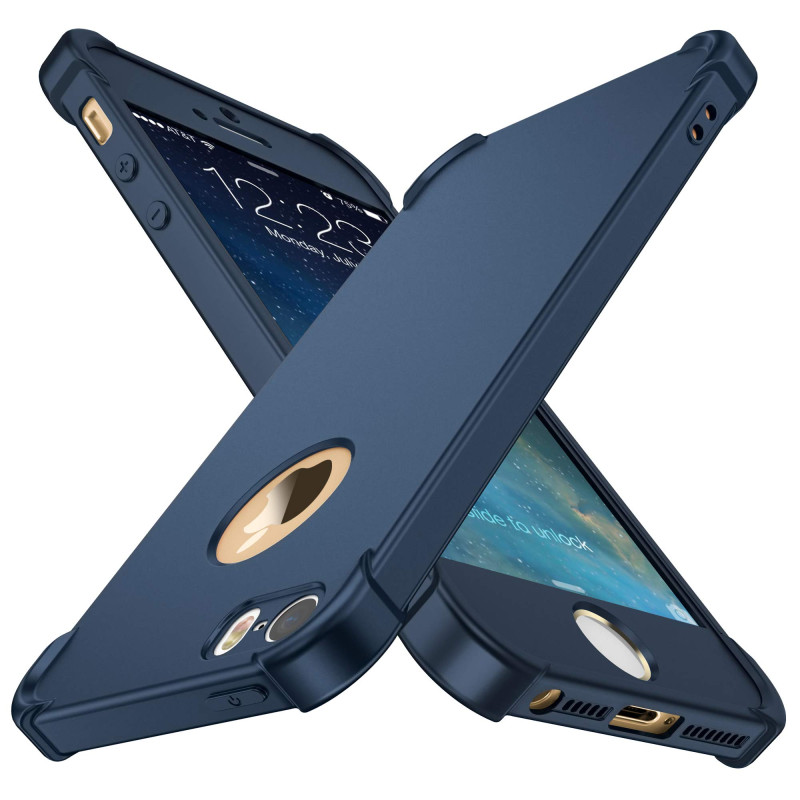 ORETECH Coque Compatible avec iPhone Se 2016 5 5S, avec 2 x Protecteur D'écran en Verre Trempé Housse Hybride Robuste 2 en 1 Ant ORETECH Coque Compatible avec iPhone Se 2016 5 5S, avec 2 x Protecteur D'écran en Verre Trempé Housse Hybride Robuste 2 en 1 Ant
