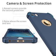 ORETECH Coque Compatible avec iPhone Se 2016 5 5S, avec 2 x Protecteur D'écran en Verre Trempé Housse Hybride Robuste 2 en 1 Ant