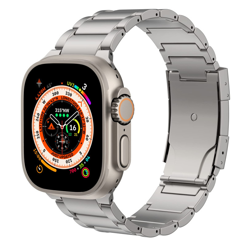 MoKo Bracelet en Titane Compatible avec Apple Watch Ultra 3/2/1 Strap 49mm 46mm 45mm 44mm 42mm,Bracelet en Métal avec Boucle Dép MoKo Bracelet en Titane Compatible avec Apple Watch Ultra 3/2/1 Strap 49mm 46mm 45mm 44mm 42mm,Bracelet en Métal avec Boucle Dép