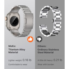 MoKo Bracelet en Titane Compatible avec Apple Watch Ultra 3/2/1 Strap 49mm 46mm 45mm 44mm 42mm,Bracelet en Métal avec Boucle Dép