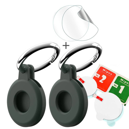 Coque Porte Clé/Clef Noir x2 pour Apple Airtags ✯Marque FRANÇAISE✯ Accessoires de Protection Airtag Housse Air Tag Traceur GPS C