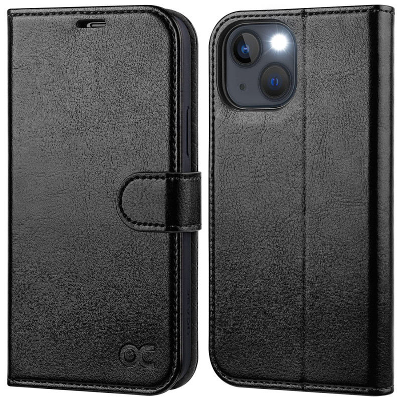 OCASE Etui Coque iPhone 13 Mini, Antichoc TPU Housse iPhone 13 Mini Cuir PU Portefeuille Etui [RFID Blocage] [Béquille] [Fentes 