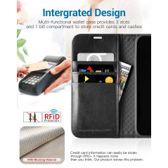 OCASE Etui Coque iPhone 13 Mini, Antichoc TPU Housse iPhone 13 Mini Cuir PU Portefeuille Etui [RFID Blocage] [Béquille] [Fentes 