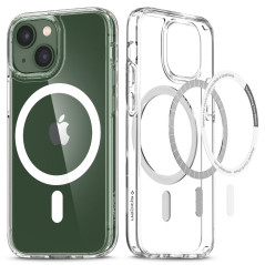 Spigen Ultra Hybrid Magfit Coque pour iPhone 13 Mini MagSafe [Anti-Jaunissement] - Blanc
