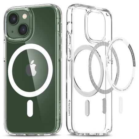 Spigen Ultra Hybrid Magfit Coque pour iPhone 13 Mini MagSafe [Anti-Jaunissement] - Blanc
