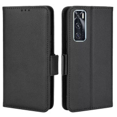 Topme Étui en Cuir pour Vivo Y70 / Vivo V20 SE (6.44" inches), [ Coque de Téléphone Série Motif Litchi Simple] - Noir