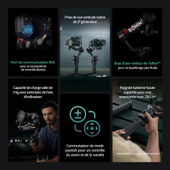 DJI RS 4, Stabilisateur Appareil Photo à 3 Axes pour Caméras DSLR et sans Miroir Canon/Sony/Panasonic/Nikon/Fujifilm, 2ᵉ gén, Pr