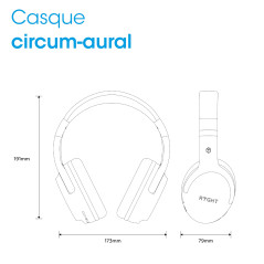RYGHT – Tempo – Casque sans Fil – Son stéréo Clair, 20H d’autonomie – Pliable, léger, Commande contrôle Musique, Volume, répondr