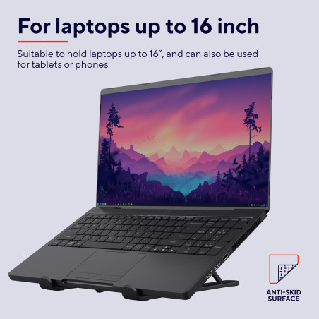 Trust Primo Support Ordinateur Portable Pliable, Support Laptop 16 Pouces Léger Ergonomique, 6 Niveaux de Réglage, Support PC Po