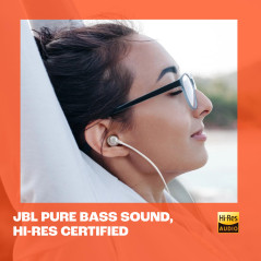 JBL Tune 305 C, Écouteurs filaires Hi-Res, son Pure Bass JBL, connexion USB-C, câble plat anti-nœuds, télécommande à trois touch
