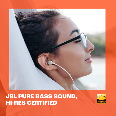JBL Tune 305 C, Écouteurs filaires Hi-Res, son Pure Bass JBL, connexion USB-C, câble plat anti-nœuds, télécommande à trois touch