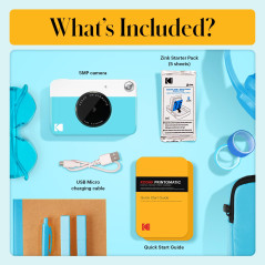 KODAK Printomatic Appareil photo numérique à impression instantanée couleur – Photos de haute qualité sur papier autocollant Zin