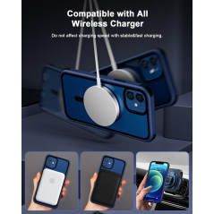MobNano Coque Magnétique pour iPhone 12/iPhone 12 Pro, Compatible avec MagSafe, Hybrid Coque pour iPhone 12/12 Pro avec Color, P