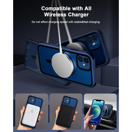 MobNano Coque Magnétique pour iPhone 12/iPhone 12 Pro, Compatible avec MagSafe, Hybrid Coque pour iPhone 12/12 Pro avec Color, P