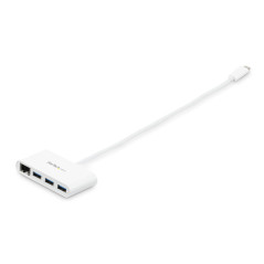 StarTech.com USB C vers Ethernet avec hub USB à 3 ports - Blanc - Gigabit Ethernet - Hub USB 3.0 - 5Gbps - Compatible Thunderbol