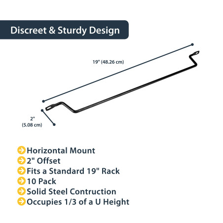 StarTech.com Barre horizontale pour gestion de câbles avec offset de 5 cm - Lacing bar pour rack de serveur - Paquet de 10 (CMLB