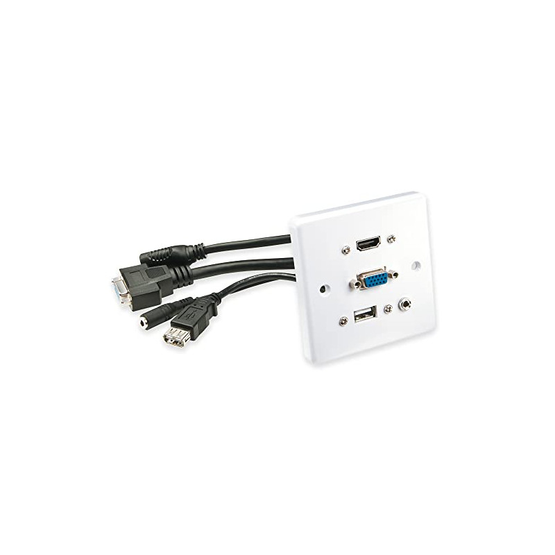 LINDY 60220 Plaque Murale VGA/HDMI/USB/Jack 3,5mm Stéréo, Blanc LINDY 60220 Plaque Murale VGA/HDMI/USB/Jack 3,5mm Stéréo, Blanc