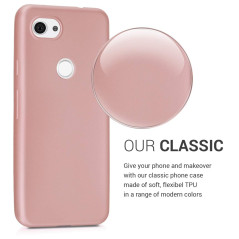 kwmobile Housse Compatible avec Google Pixel 3a Coque - Housse de téléphone Protection Souple en TPU - Or Rose métallique