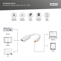 Assmann Electronic AK-340411-001-W Câble 0,15 m