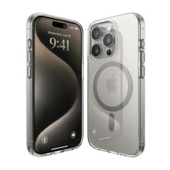 elago Coque Transparente Hybride Magnétique Compatible avec iPhone 15 Pro Étui, Compatible avec Chargeur MagSafe, Technologie PC