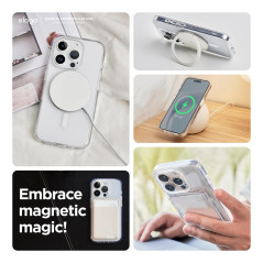 elago Coque Transparente Hybride Magnétique Compatible avec iPhone 15 Pro Étui, Compatible avec Chargeur MagSafe, Technologie PC