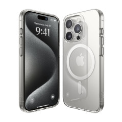 elago Coque Transparente Hybride Magnétique Compatible avec iPhone 15 Pro Étui, Compatible avec Chargeur MagSafe, Technologie PC
