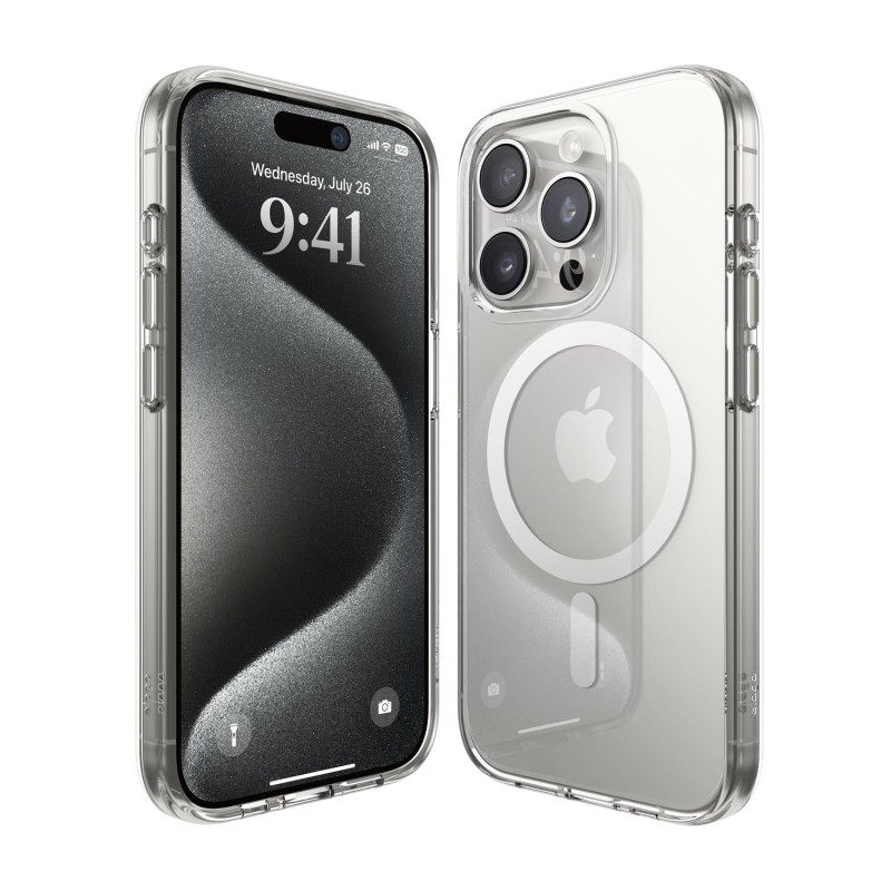 elago Coque Transparente Hybride Magnétique Compatible avec iPhone 15 Pro Étui, Compatible avec Chargeur MagSafe, Technologie PC elago Coque Transparente Hybride Magnétique Compatible avec iPhone 15 Pro Étui, Compatible avec Chargeur MagSafe, Technologie PC