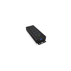 ICY BOX Hub 7 Ports USB 3.0 actif avec alimentation (12V/5A), 3 Ports de charge, Montage mural, Quick Charge 3.0, Aluminium, Noi